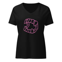 Image 1 of Pink Plastic Fangs Women’s relaxed v-neck t-shirt