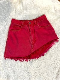 Image 1 of Hot Pink Asymmetrical Jean Skirt