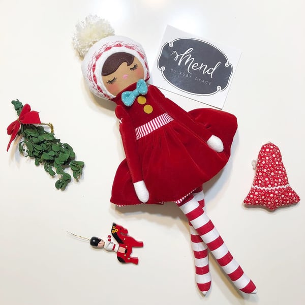 Image of Red Velvet Classic Holiday Doll