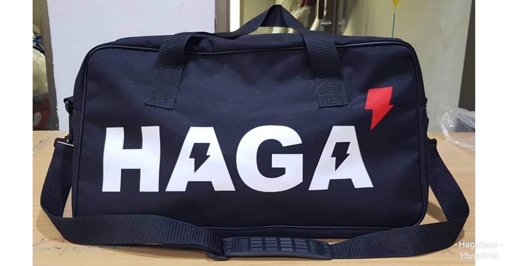 Image of HAGA' Black Logo Duffel Bag