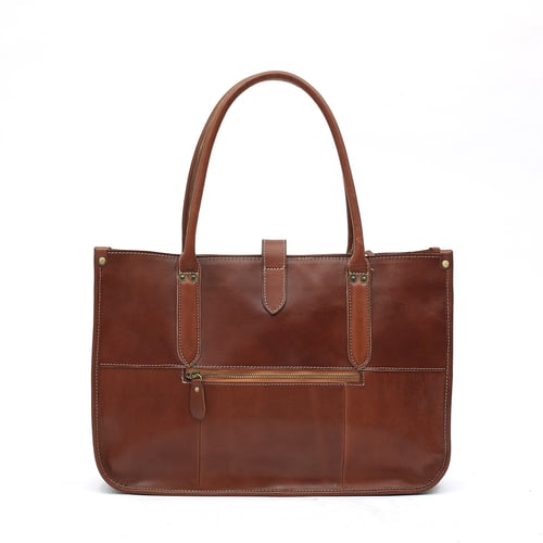 Image of Handmade Full Grain Leather Tote Bag, Leather Handbag for Women, Shoulder Bag, Work&Student Bag 6605