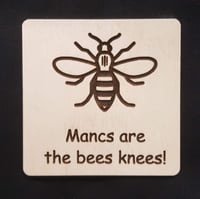 Image 2 of Manchester bee Wooden Drink Coasters Mat Engraved Christmas Gift Stocking filler