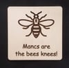Manchester bee Wooden Drink Coasters Mat Engraved Christmas Gift Stocking filler