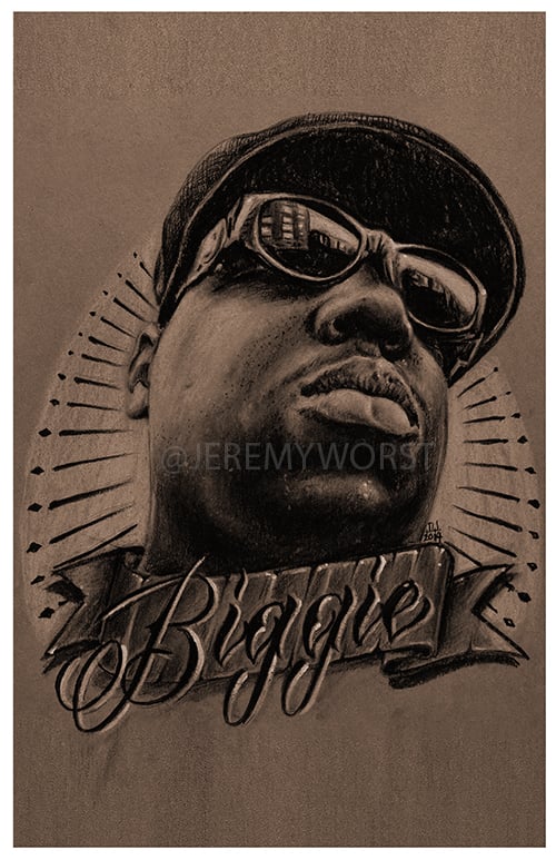 Image of JEREMY WORST "Biggie" Notorious big poppa bad boy diddy artwork sketch