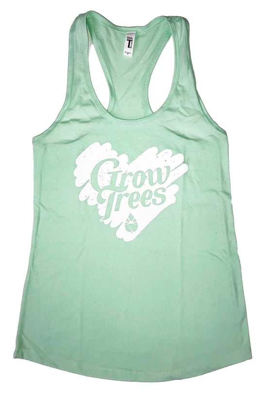 Image of Grow Trees Women's Tank Top (Mint Green with White Heart)