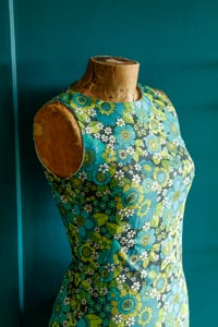 Image 3 of Yesterday Mini dress in Flower power print in Blue/ green 