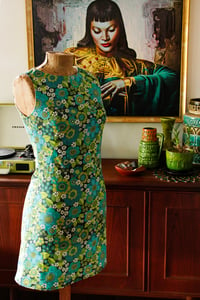 Image 2 of Yesterday Mini dress in Flower power print in Blue/ green 