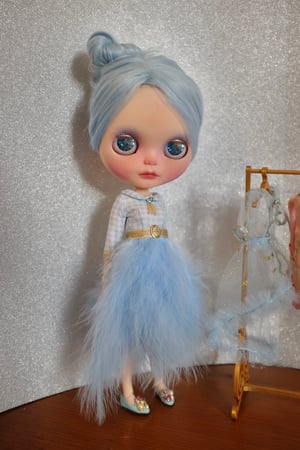 Image of Lounging Linda ~ Feather Dress ~ Baby Blue Marabou
