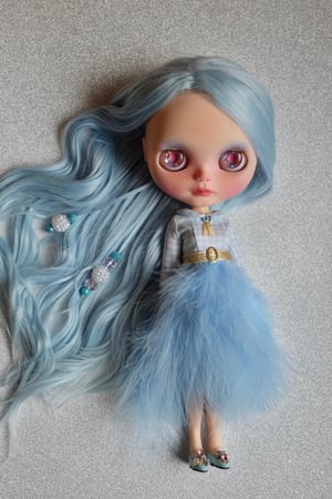 Image of Lounging Linda ~ Feather Dress ~ Baby Blue Marabou