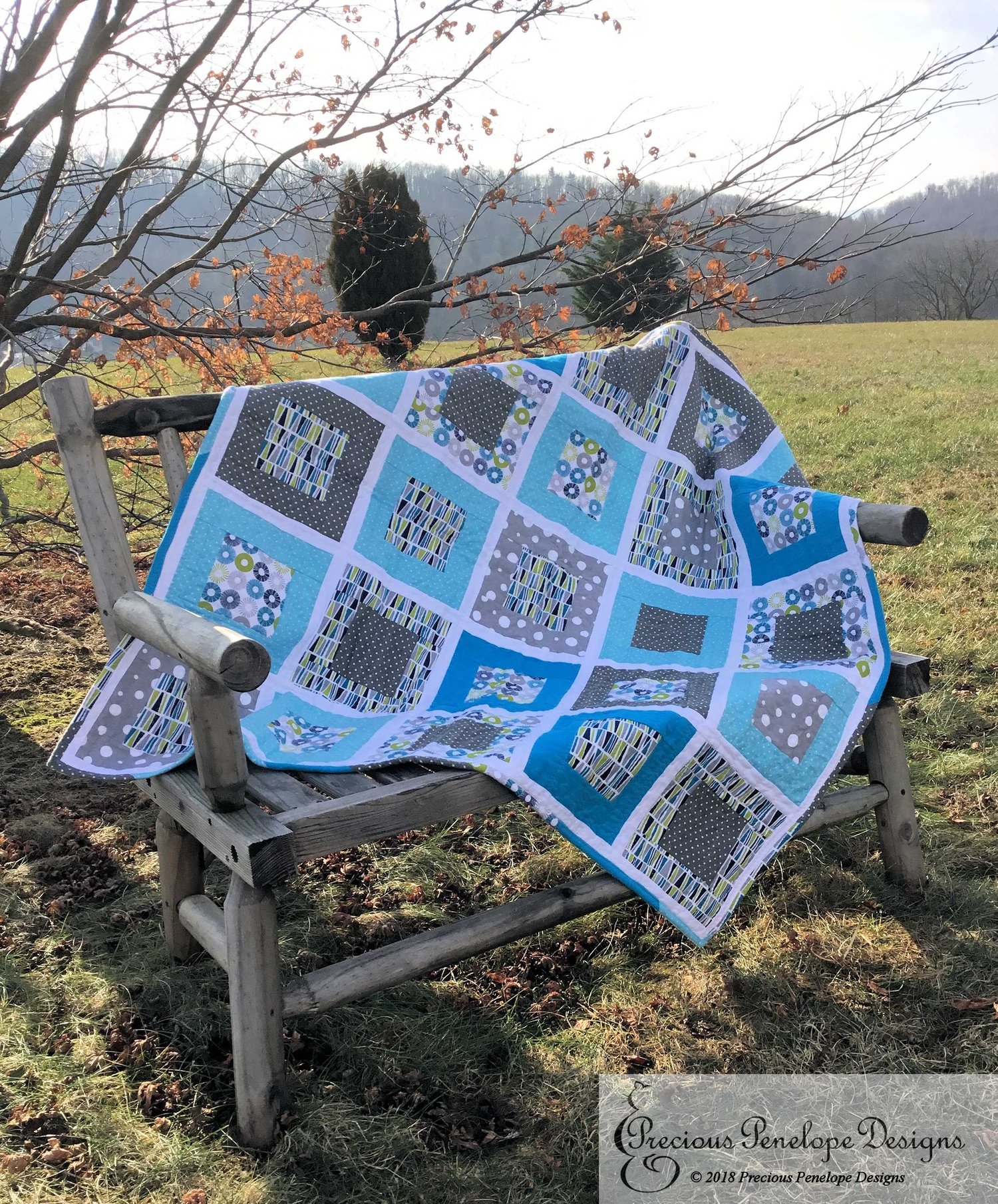 Image of Flannel Blue Blocks Quilt