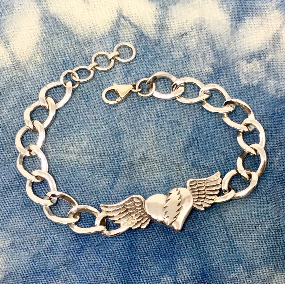 Image of Heart with Bolt and Wings ID Bracelet 