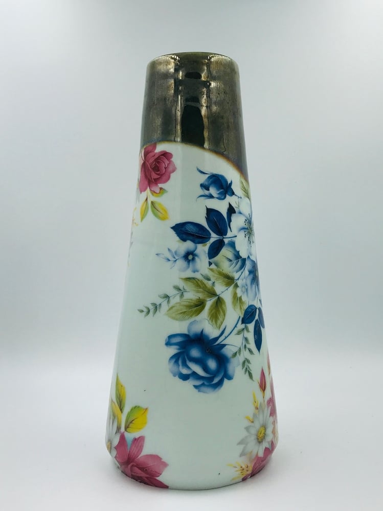 Image of Blue and Pink Floral Vase