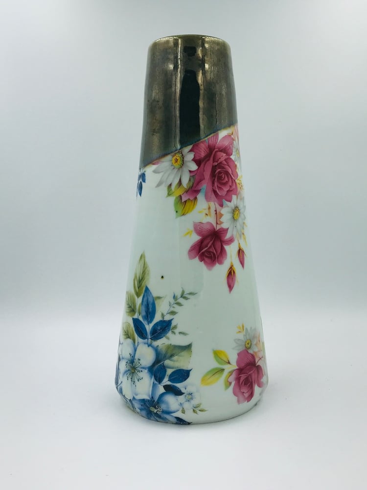 Image of Blue and Pink Floral Vase