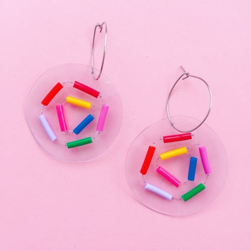 Image of Confetti hoops and wiggles confetti studs