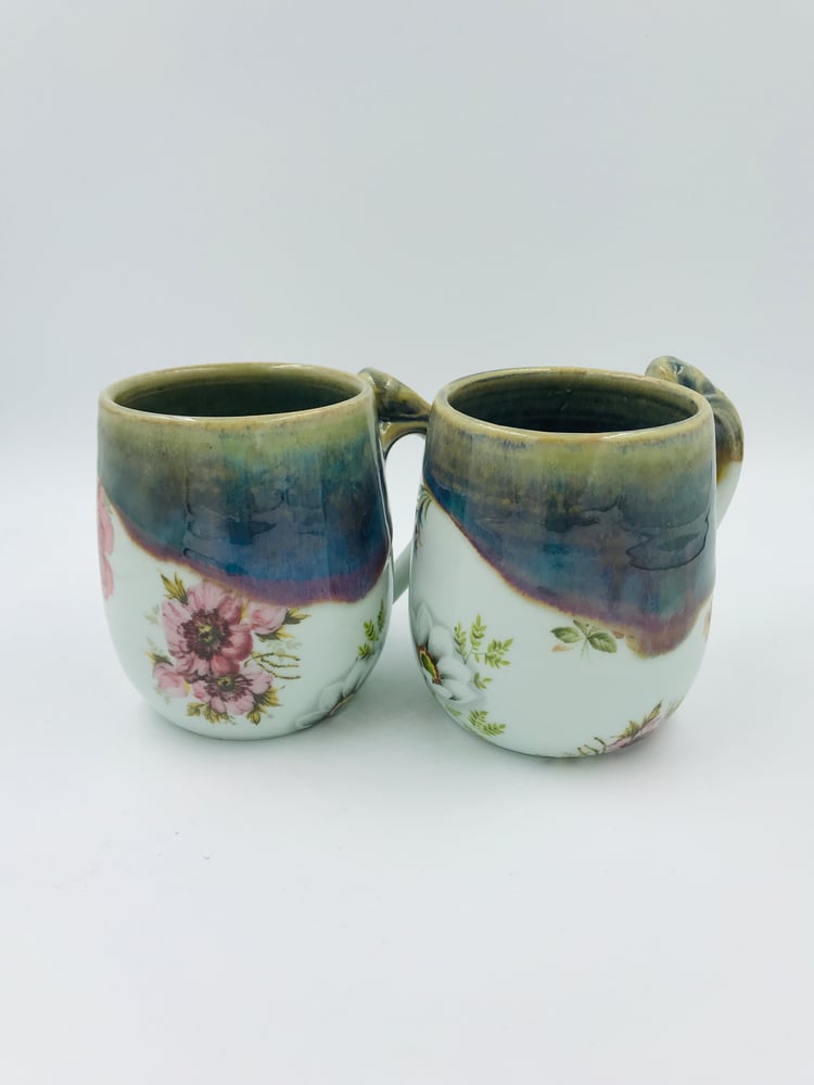 Image of Multicolored Floral Cups