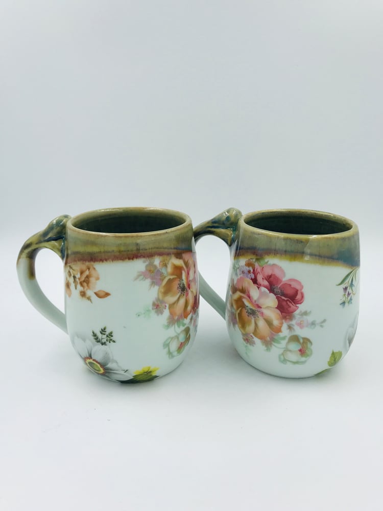Image of Multicolored Floral Cups