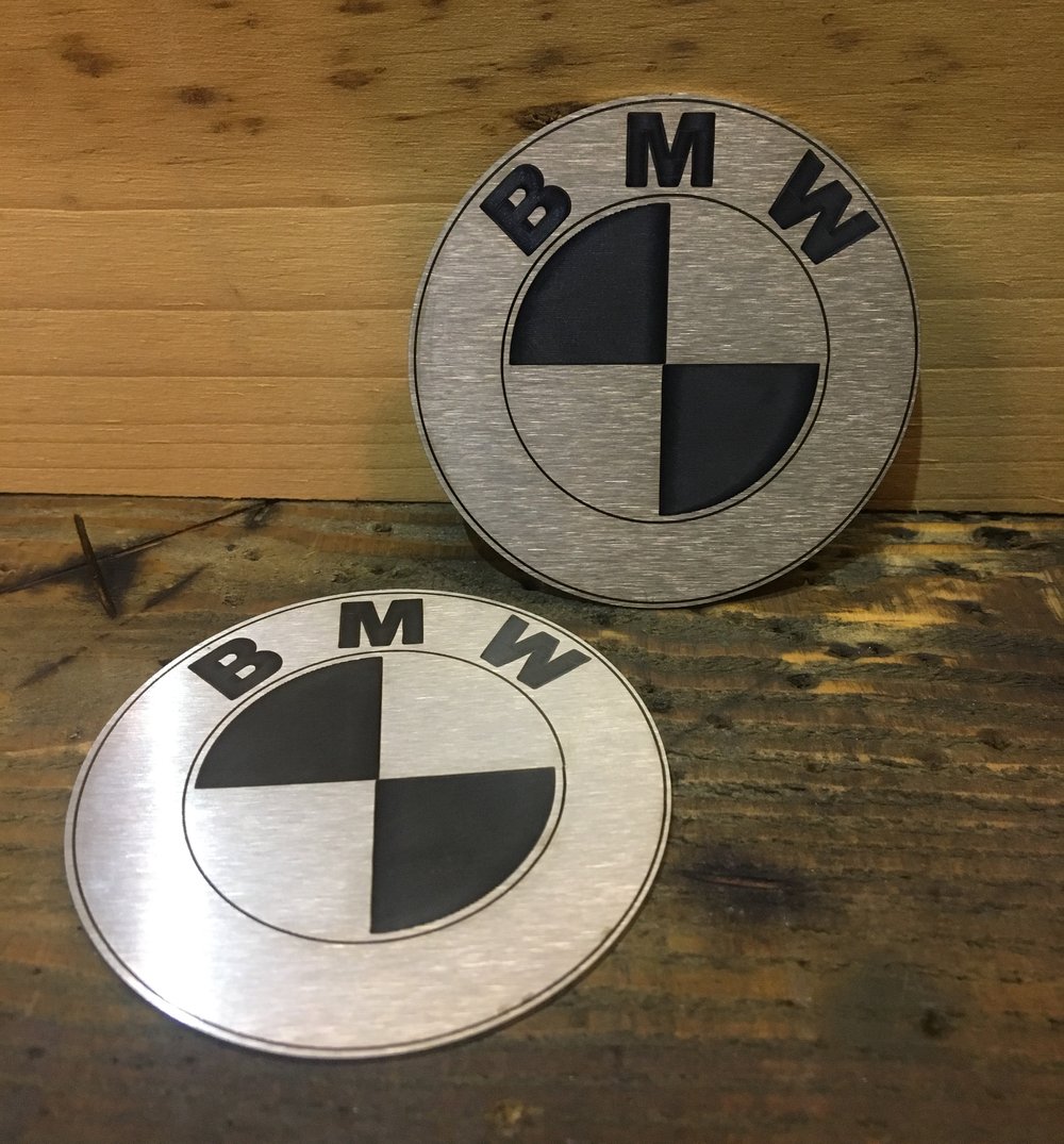 Image of BMW R Series 70mm Tank Roundels - Laser etched stainless