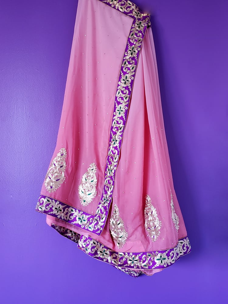 Image of Nisha Silk Embroidered Saree & Crop Top