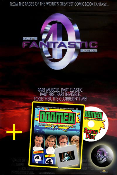 Image of FANTASTIC FOUR one-sheet poster w/ Doomed Blu ray, slide and pin