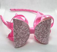 Image 1 of Pink glitter stacker Aliceband.l