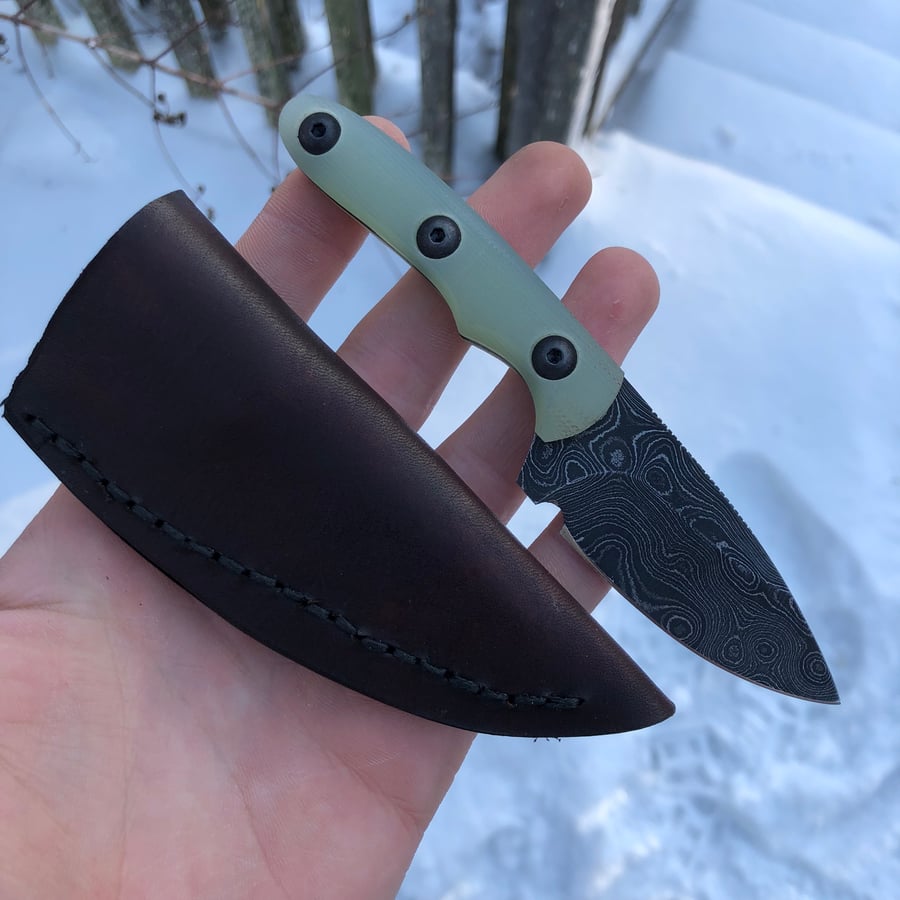 Image of Damasteel Carrier w/ removable Jade G-10 scales 