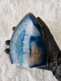 Image 4 of 4lb Blue Agate Geode Rough Edge Crystal - 2pc Set