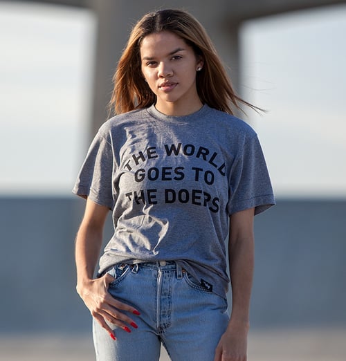 Image of The World Goes To The Doers Tee (Athletic Grey)