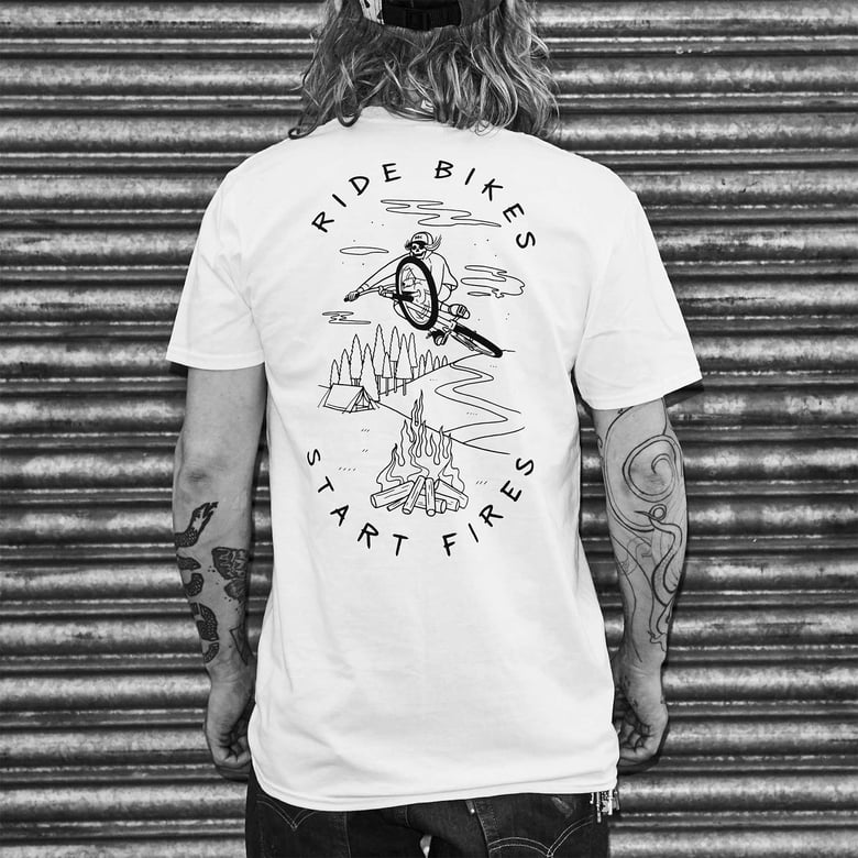 Image of Ride Bikes Start Fires T-Shirt (White Version)