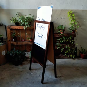 Medium Double Sided Poster Display Standing Chalkboard with Walnut Frame (90cm X 60cm)