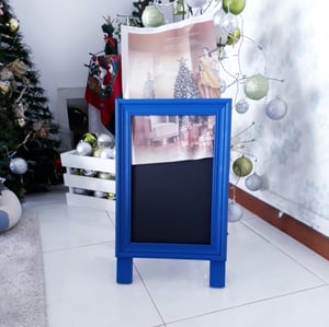 Small Single Sided Poster Display Chalkboard with Blue Frame