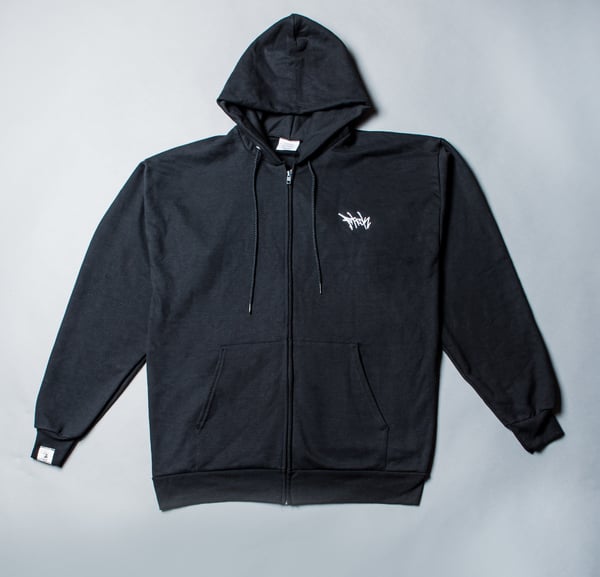 Image of F-Rock Tag Zip-Up Hoodie - Black/White