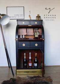 Image 1 of Black & Gold bureau desk/ drinks cabinet 