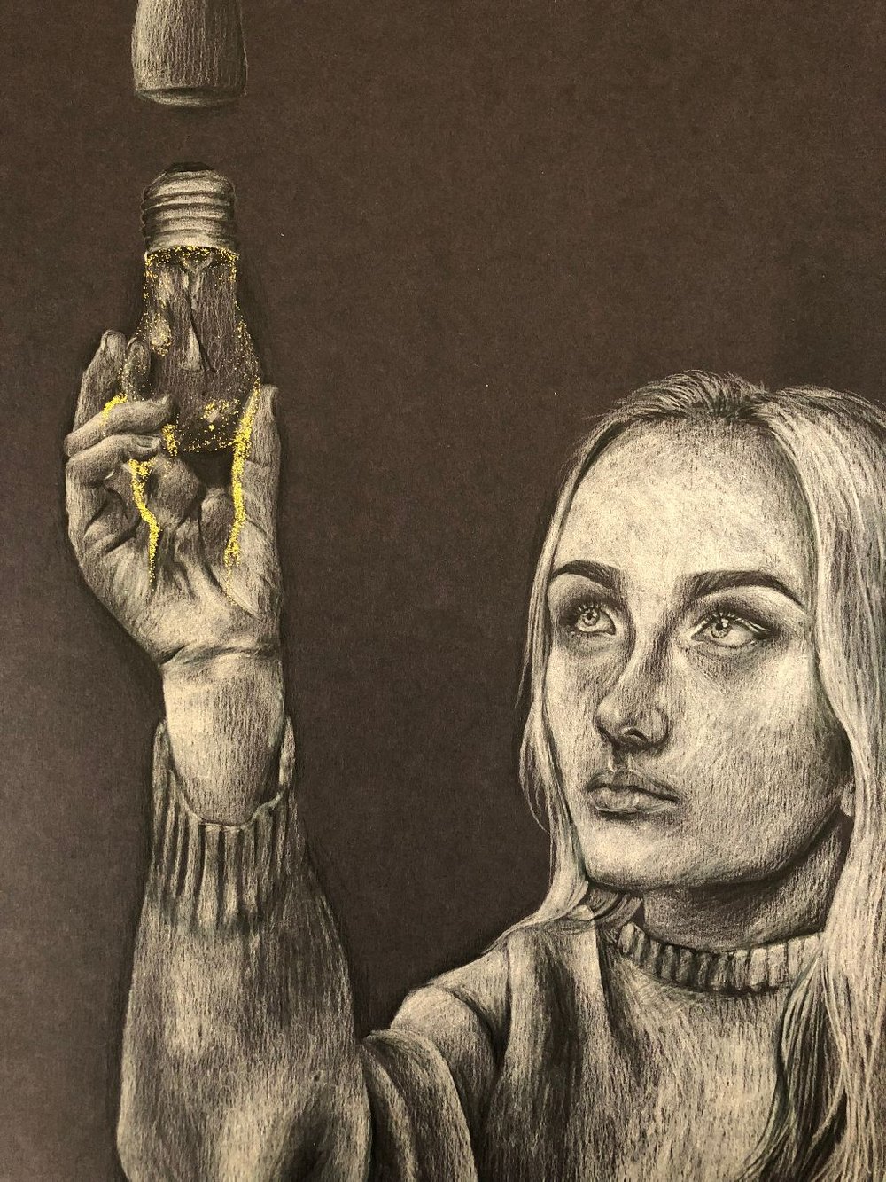 Image of ORIGINAL Negative Self-Portrait Drawing