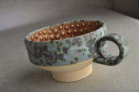 Image 4 of Dottie Shaving Bowl Made To Order Gray and Brown Chawan Dottie Shaving Bowl by Symmetrical Pottery