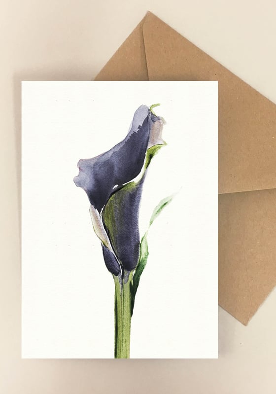 Image of 5 Notecards folded Calla Nero 1004