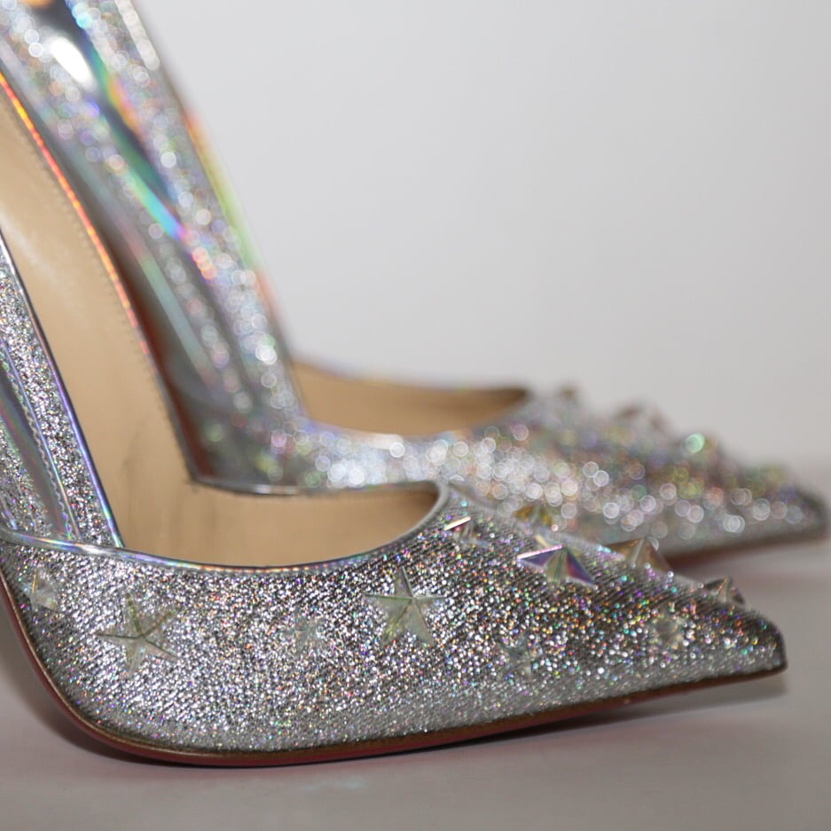Image of CHRISTIAN LOUBOUTIN SILVER STAR PUMP