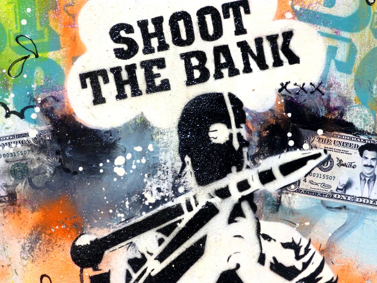Image of ORIGINAL SHOOT THE BANK 'GTD' 40x40 cm