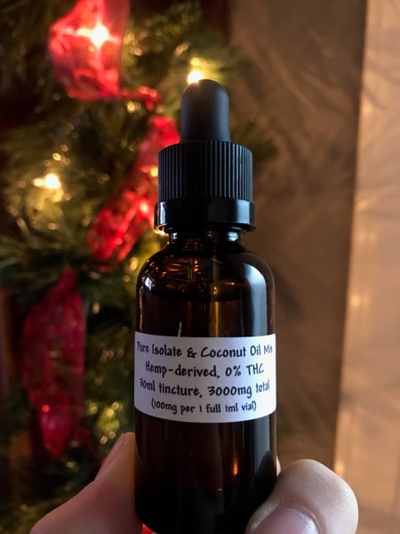 Image of Pure Isolate & Coconut Oil Mix, 30ml Tincture, 3000mg total FREE SHIPPING