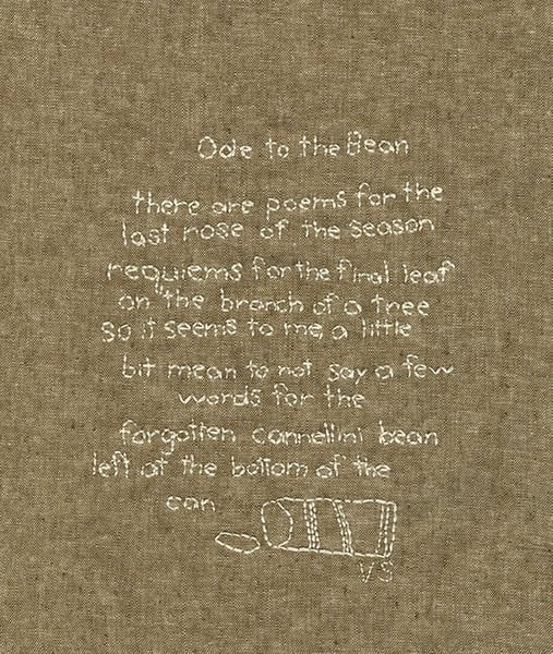 Image of Ode to the Bean. Original stitched poem.