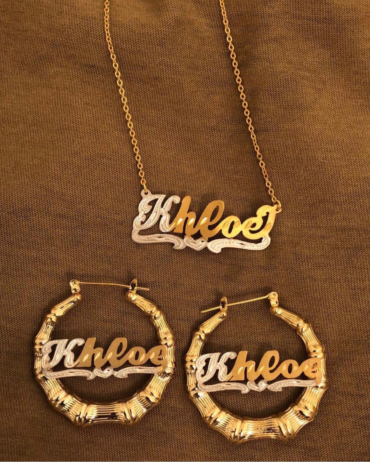 name necklace and earring set