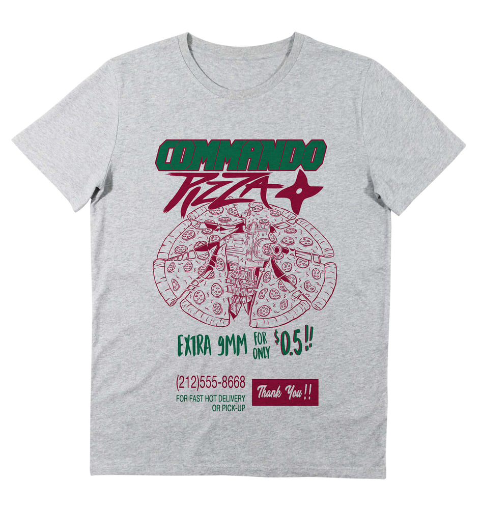 Image of Commando Pizza Grey Tee-Shirt