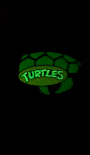 Image of **B PIN** 2” Turtle Blimp Soft Enamel Pin (GID)