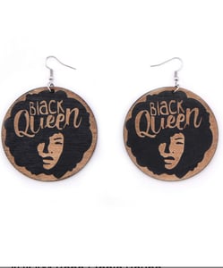 Image of Black Queen wood earrings