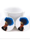 Image of Blue Afro Lady wood earrings