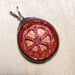 Image of Rose Czech Glass Wheel Button Avocado Stone Pendant