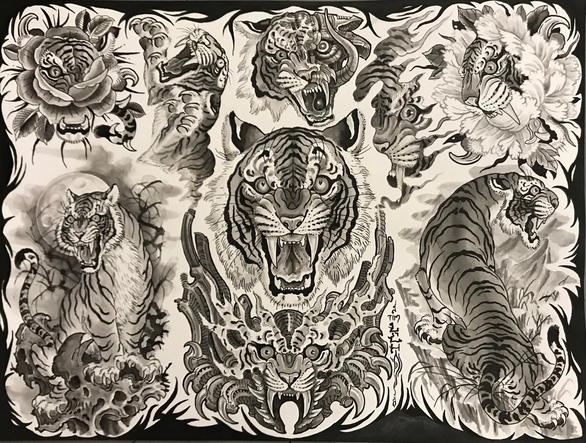 tiger⚫︎撞木76㌢×2本・114㌢×2本 Tim Lehi “Black and Grey Tiger” Poster | Tim Lehi