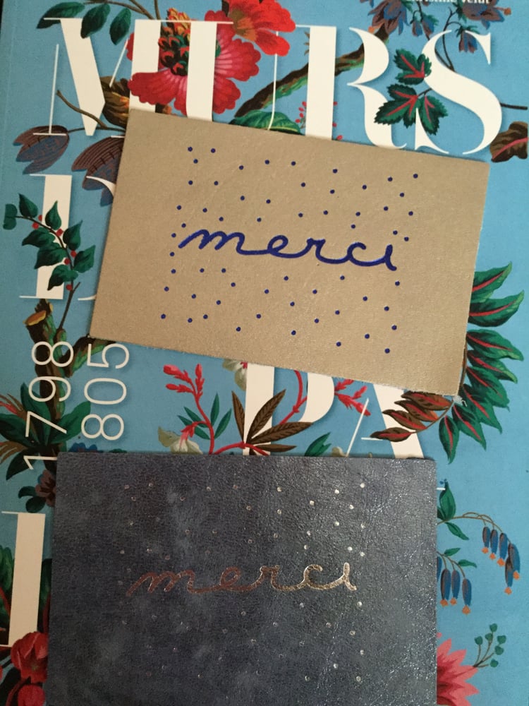 Image of Cartes postales « MERCI » BANDIT MANCHOT en cuir upcyclé