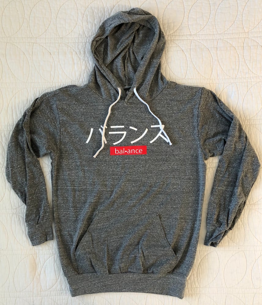 Image of “KANJI” HOODED LONG SLEEVE - HEATHER GREY