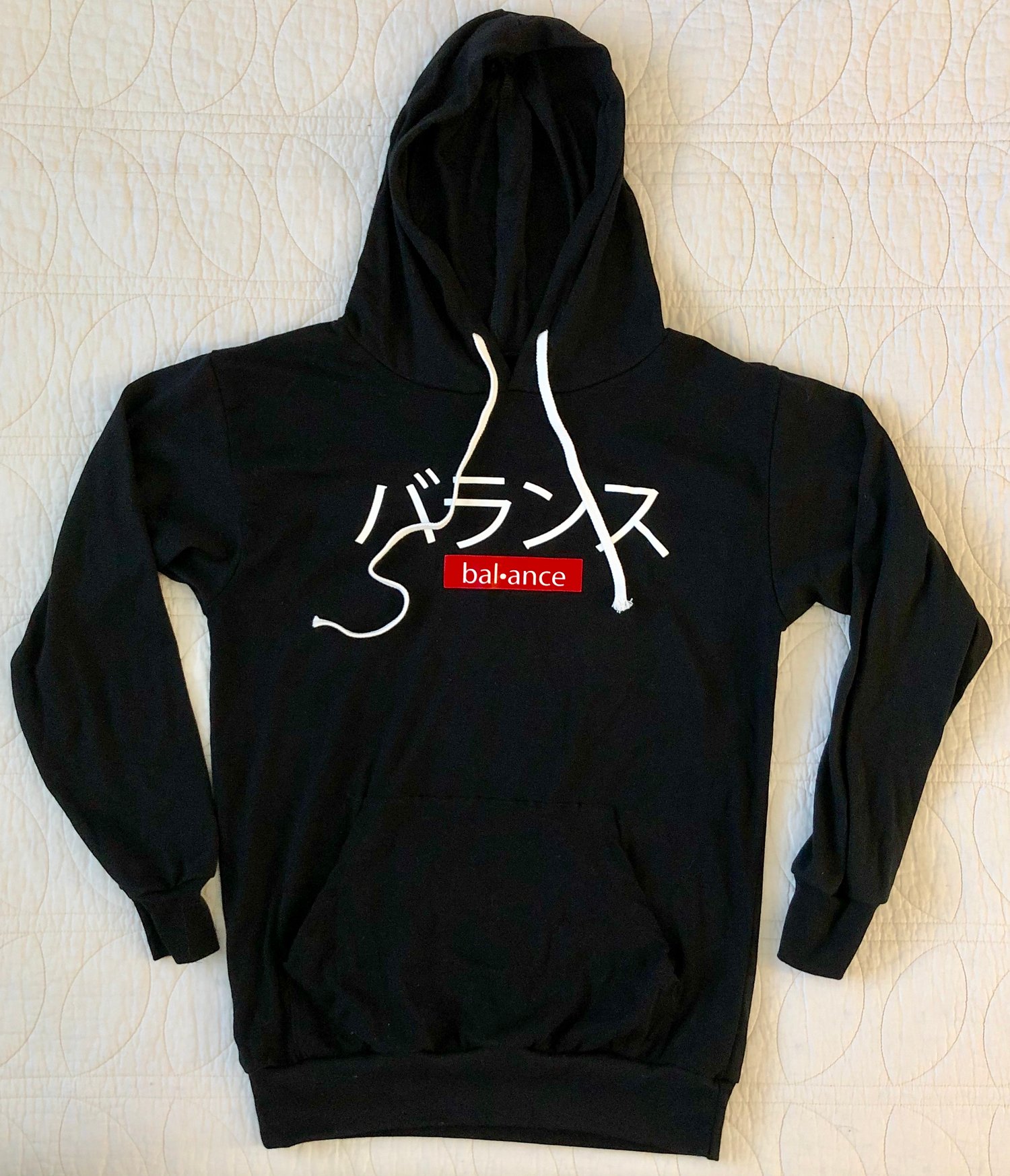 Image of “KANJI” HOODED LONG SLEEVE - BLACK