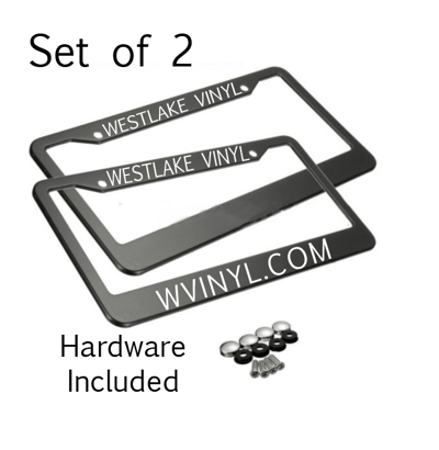 Image of Personalized Black Stainless Steel License Plate Frames Set